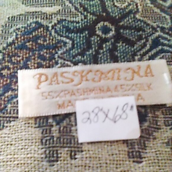 Pashmina Silk Scarf Wrap Forest Green Rich Brown 28" x 68" Elegant New  PS2. - Picture 5 of 5